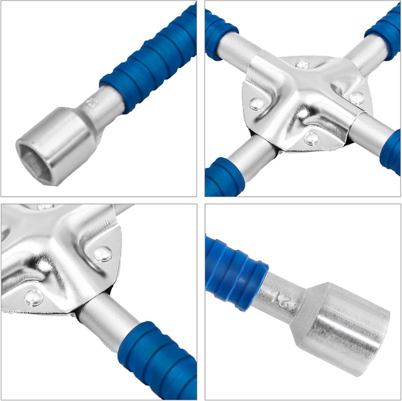 ETERNA Professional 14" Four Way Lug Wrench, Car Wheel Lug Nut Cross Wrench, Universal Heavy Duty Socket Spanner,Carbon Steel Car Tire Repair Tool - Image 4